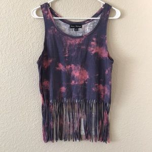 Tie Dye Fringe Tank Top
